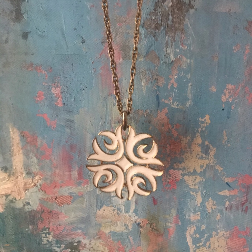 Trafari white enamel statement necklace
